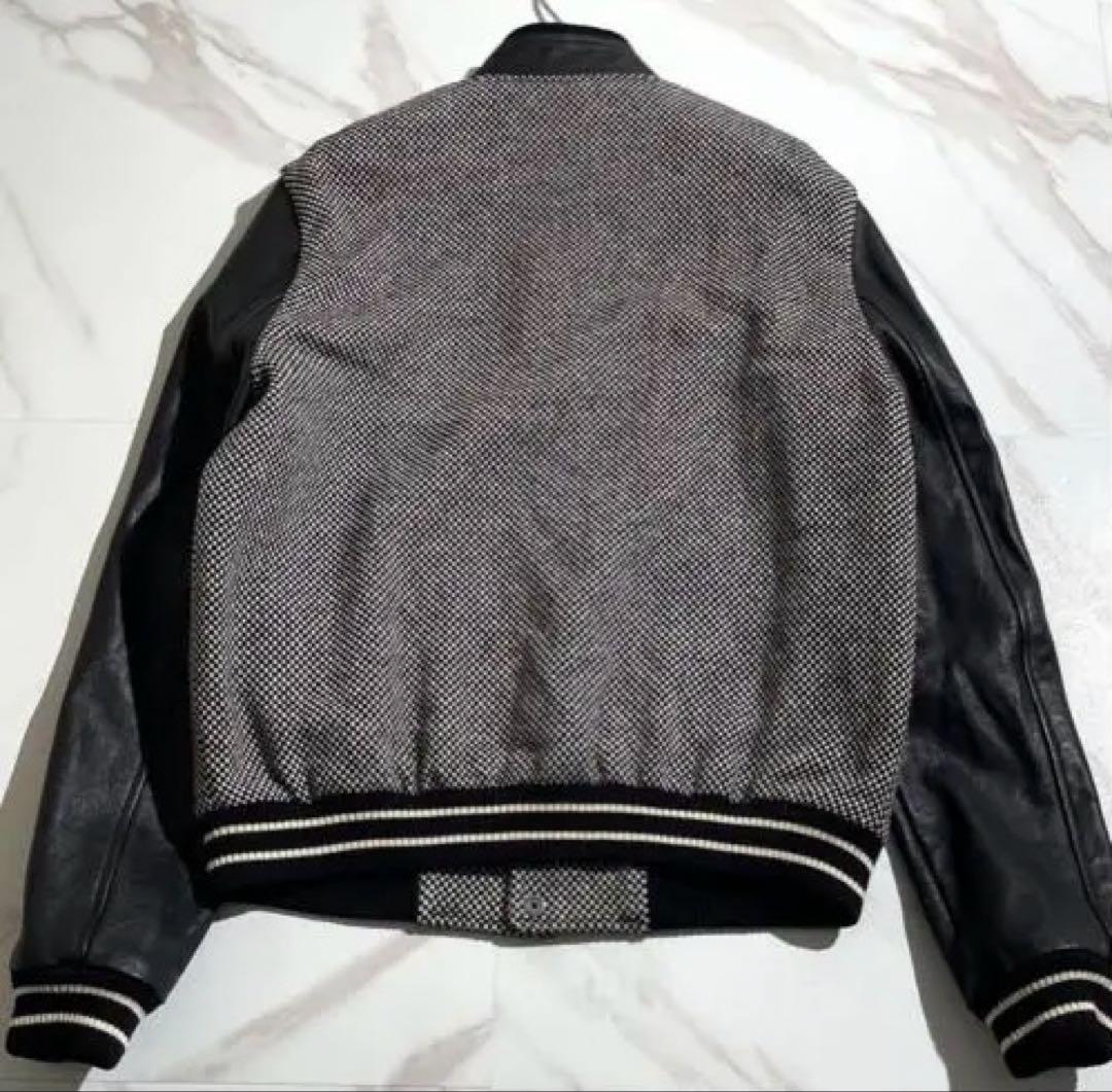 美品 サンローラン 袖レザー スタジャン ジャケット 48 ハンガー付 【76】