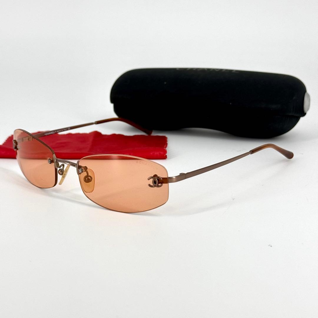 CHANEL サングラス 4002 メタル オレンジ リムレス 希少 ココマーク