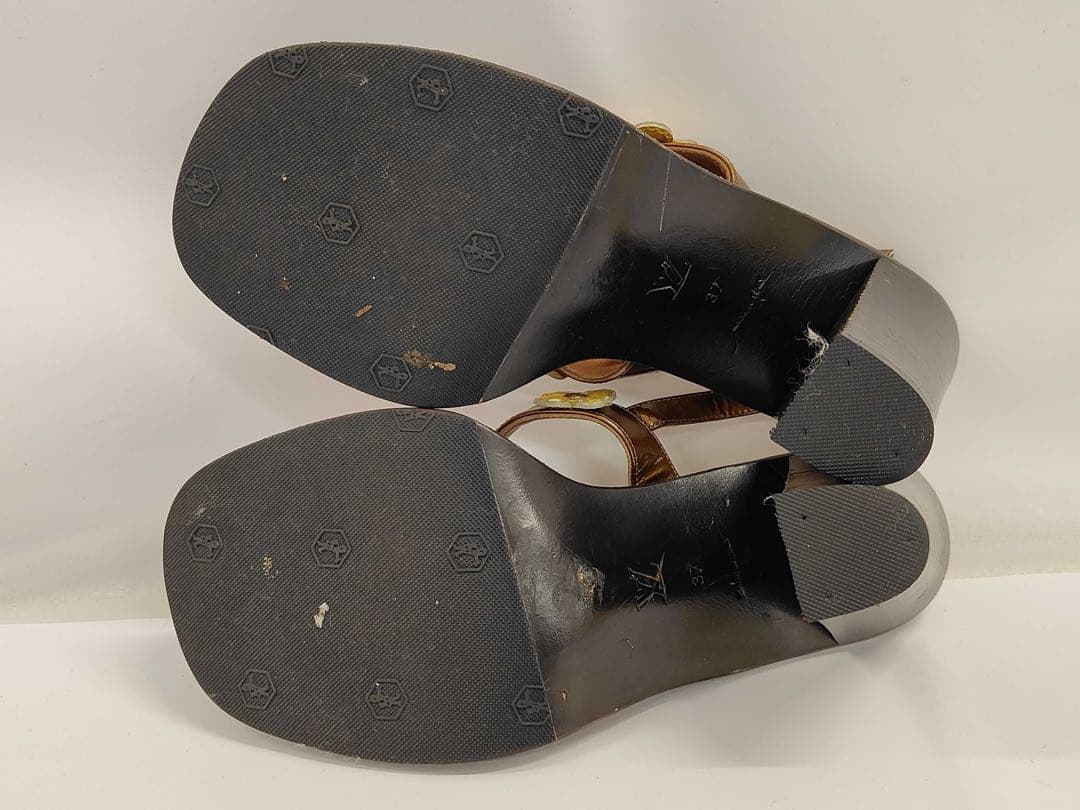 希少 ルイヴィトン ヴェルニ フラワー サンダル 37 約23.5cm ブラウン