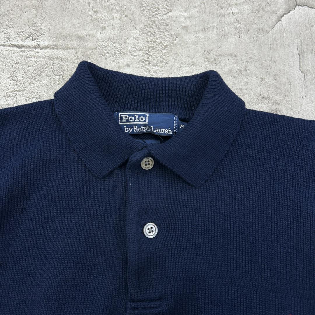 ラルフローレン 刺繍 ワンポイント ポニー 襟付き ニット 古着