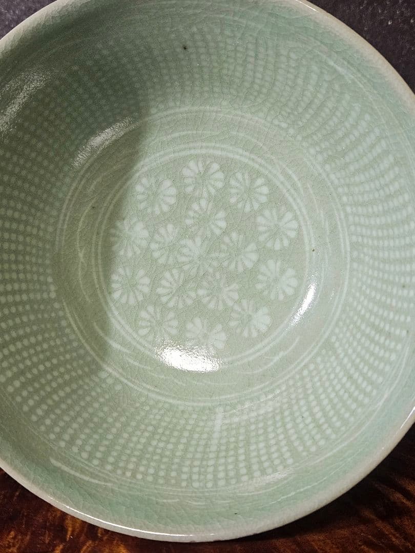 韓国人気作家 石峰 趙懋鎬 作 高麗青磁 花三島 茶碗 共箱 茶道具 茶器