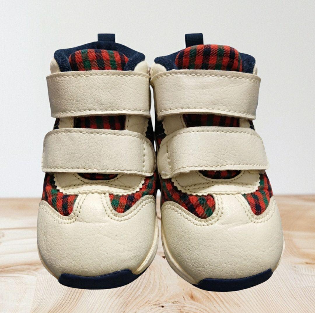 familiar】ファミリア ベビースニーカー アシックス 赤チェック 14