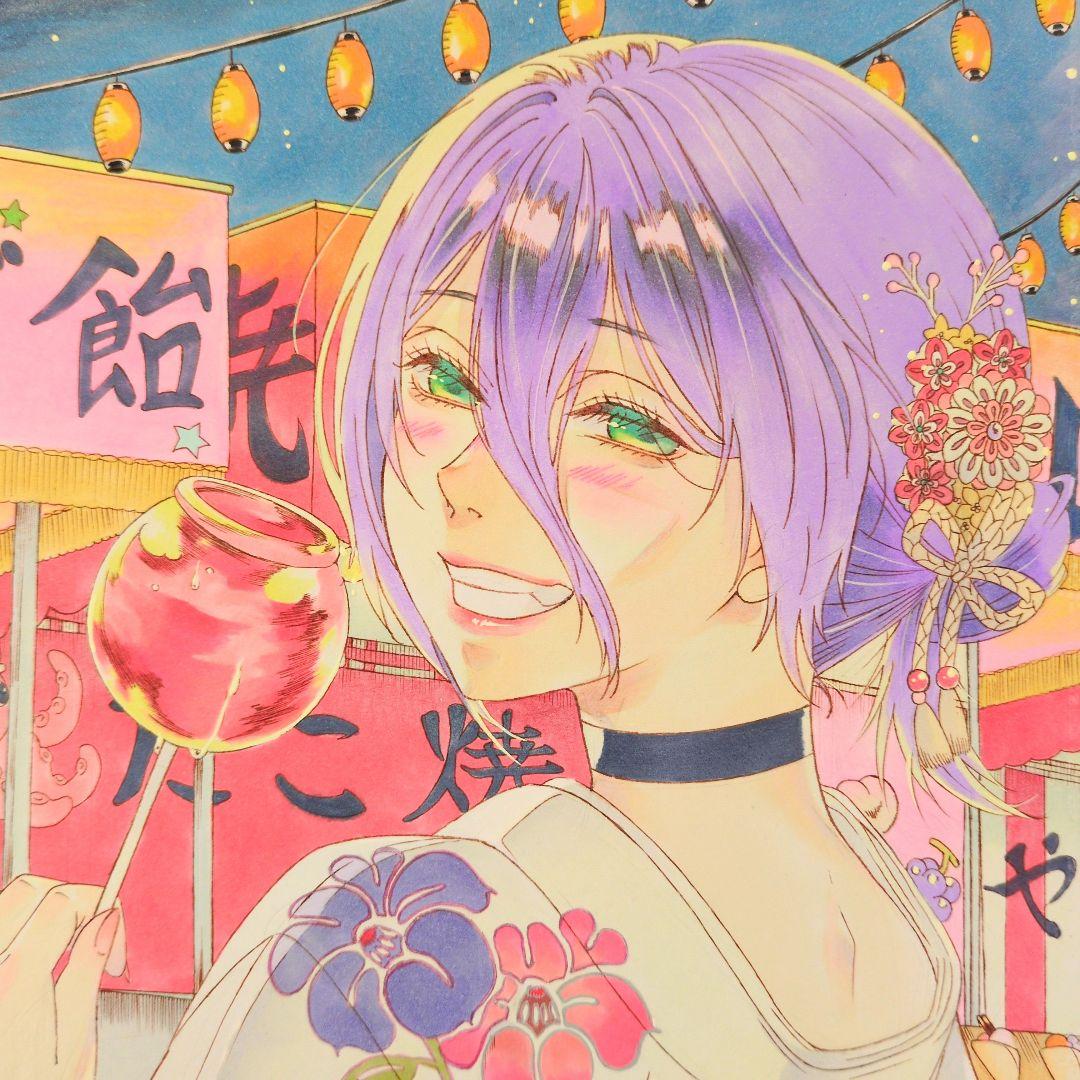 ま*庵様 手描き アナログ イラスト 色紙 ファンアート チェンソーマン