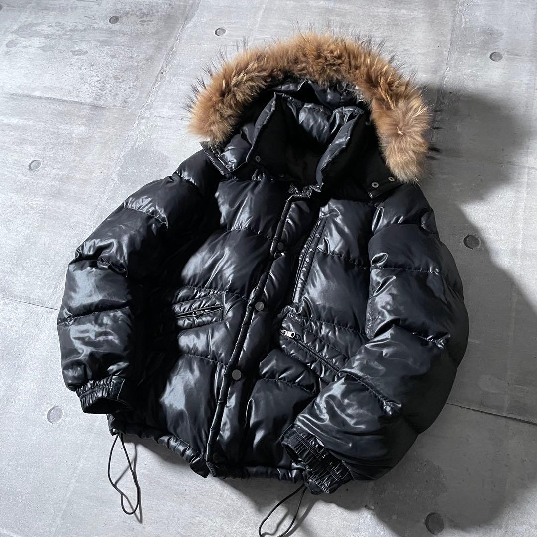 短丈 ファーダウンジャケット 光沢 ドローコード アーカイブ y2k opium