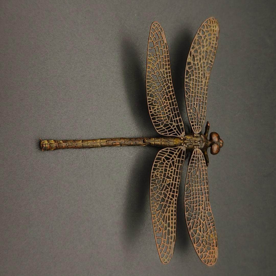 激安ホビー・楽器・アート - 2品 銅製置物 蜻蛉 トンボ 勝虫 雨宮宗作