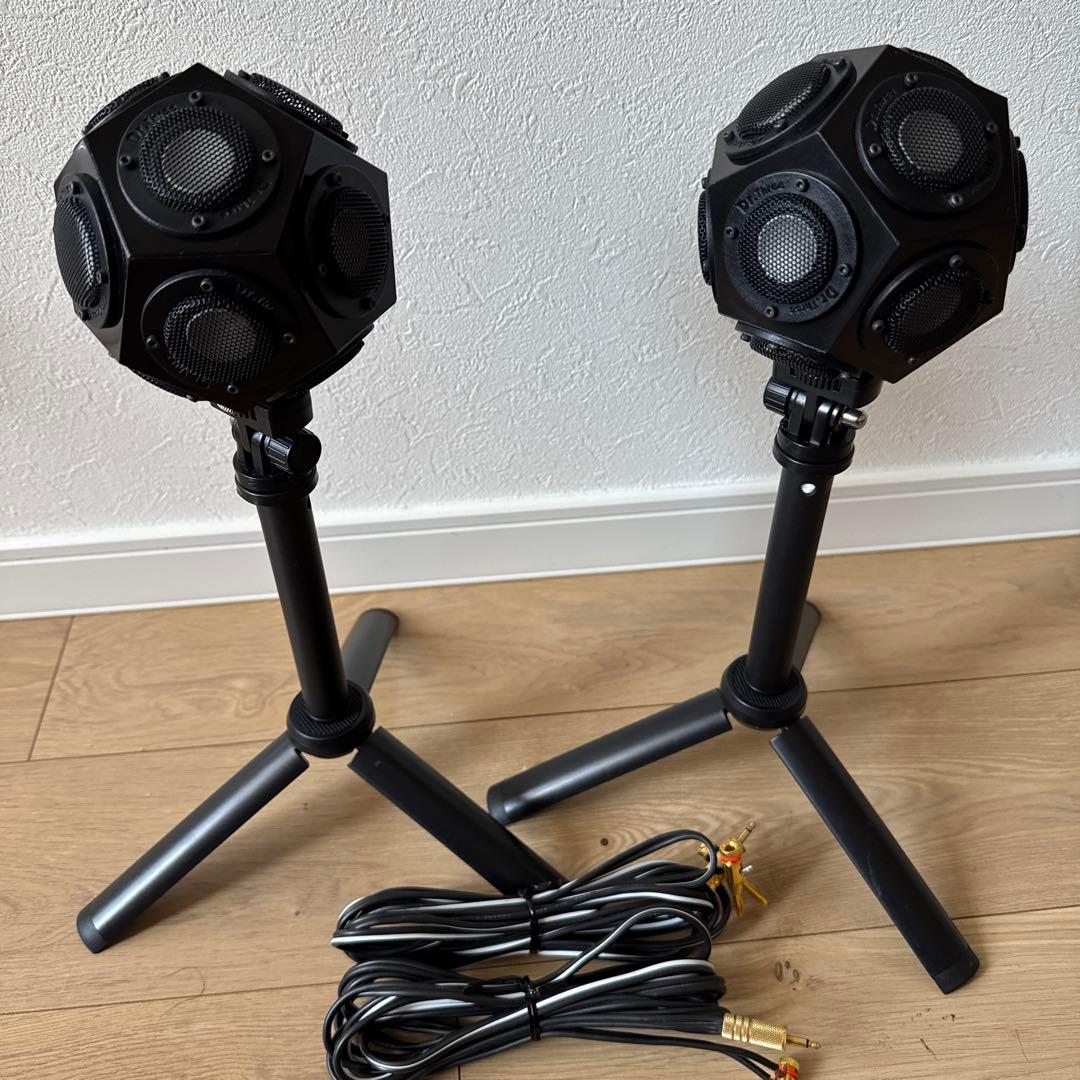 ◇12面体◇dr.three◇ブラックスピーカー 2個セット◇ 3D音新次元 12面体スピーカーによる完全無指向性点音源システム
