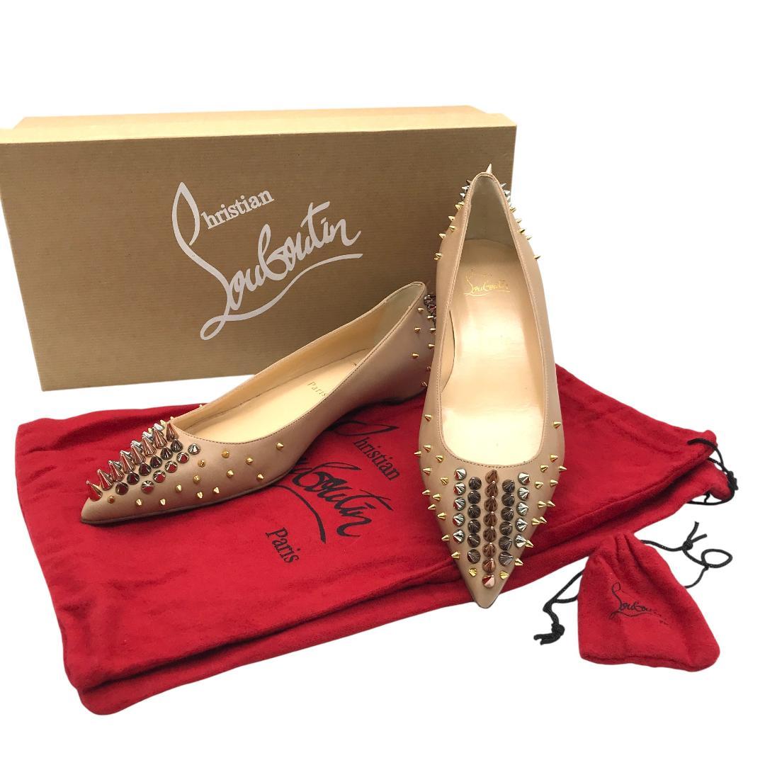 【新品未使用】クリスチャンルブタン フラットシューズ スパイクスタッズ クリスチャンルブタン スパイクスタッズ レザー スリッポン 40 メンズ