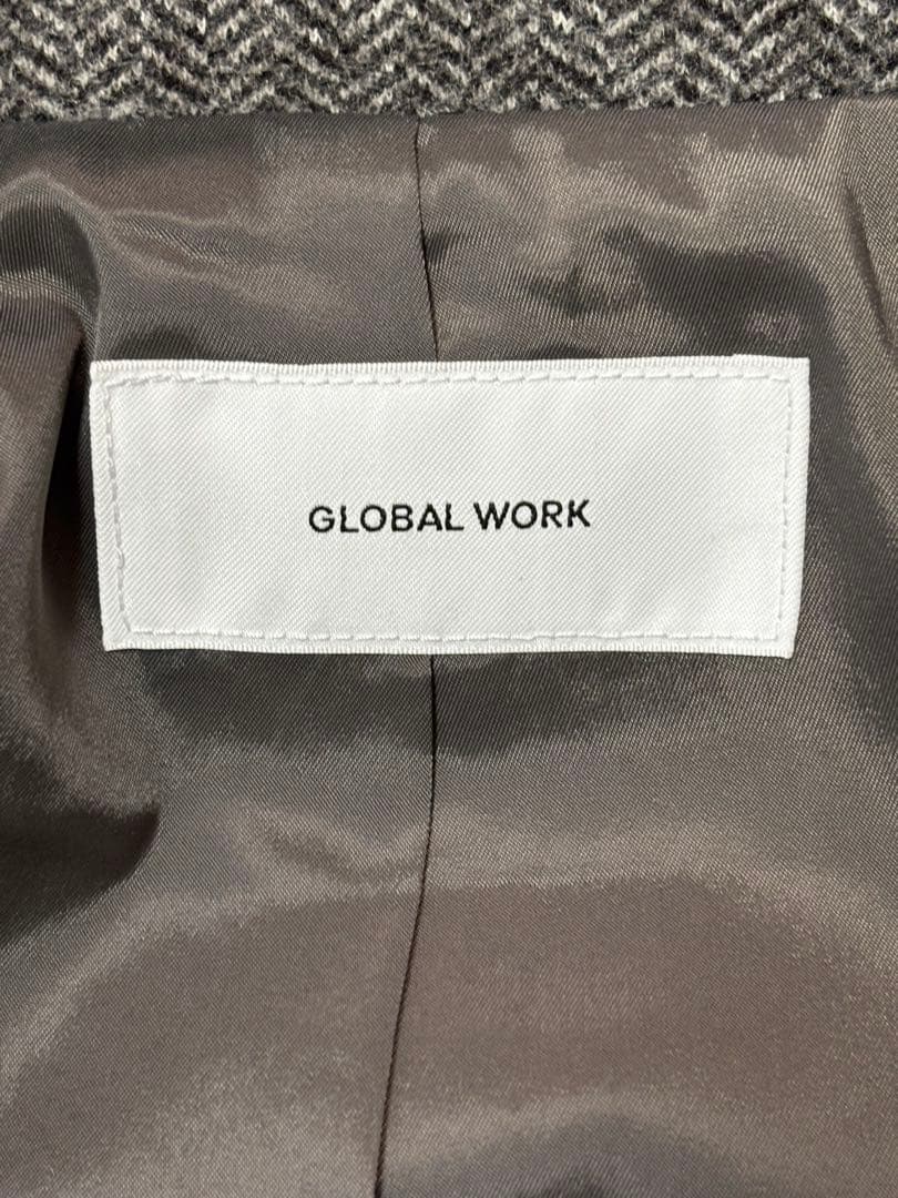 グローバルワーク 軽やかストレッチ襟2WAYミドルコート グレーミニ