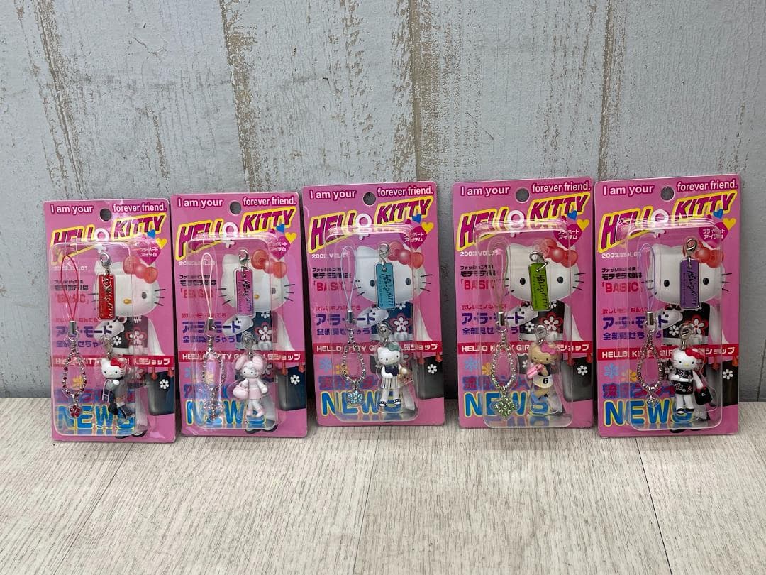 ハローキティ 2003年 ラインストーンストラップ 他 5種 コンプリート
