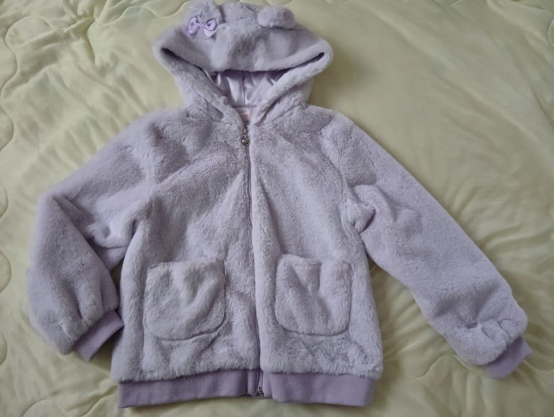 メゾピアノ ネコ耳 フェイクファー ブルゾン ラベンダー 140 ボア