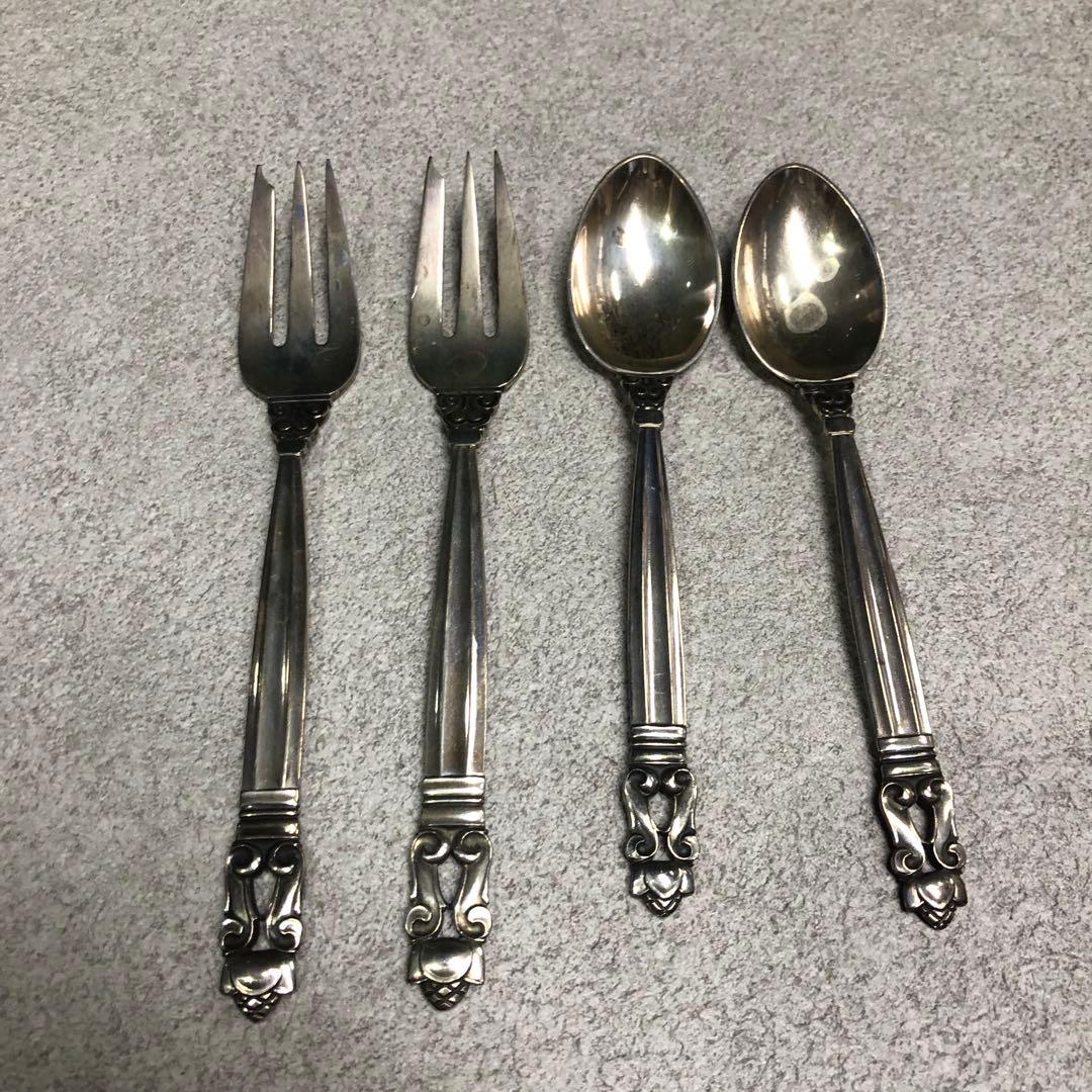 f13 GEORG JENSENジョージジェンセン銀スプーンフォークset - メルカリ