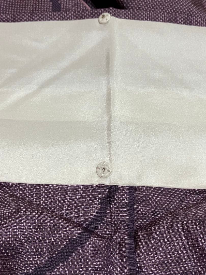 本場大島紬 経緯絣 屋久島紫いも染 窪田織物 小紋 唐花紋 証紙 イ6606