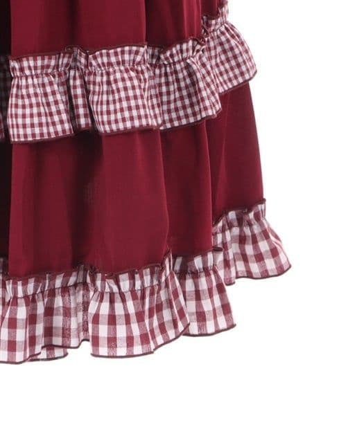 axes femme kawaii カントリーチェックジャンスカ ワイン