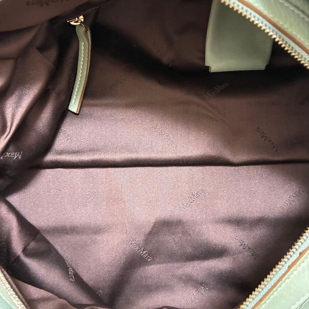 美品 マックスマーラ ハンドバッグ 巾着 ロゴプレート ゴールド金具 本