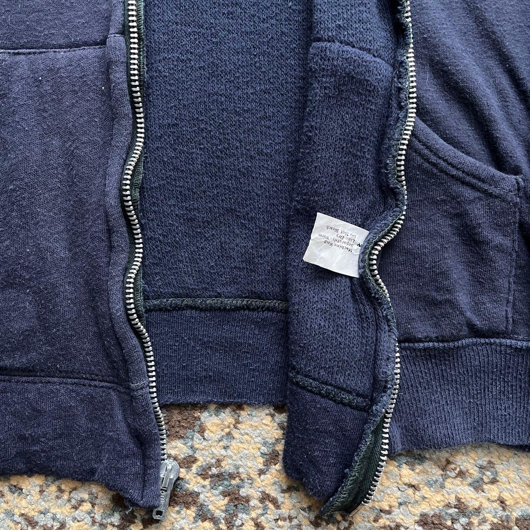 80s ダブルフェイス 裏サーマル ジップパーカー ネイビー ルーマニア