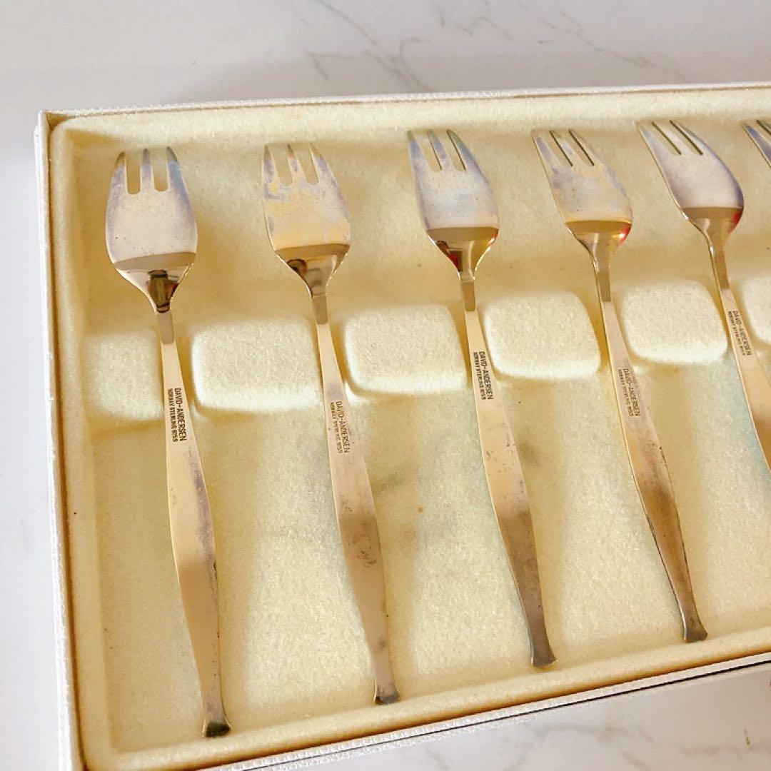 DAVID ANDERSEN 七宝焼 ケーキフォーク スターリングシルバー925