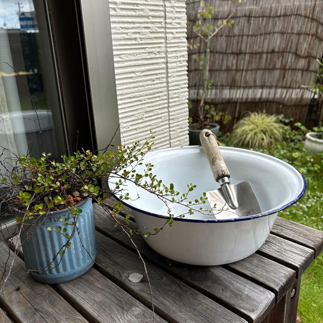 昭和レトロ ホーロー 洗面器 たらい アンティーク ガーデニング雑貨