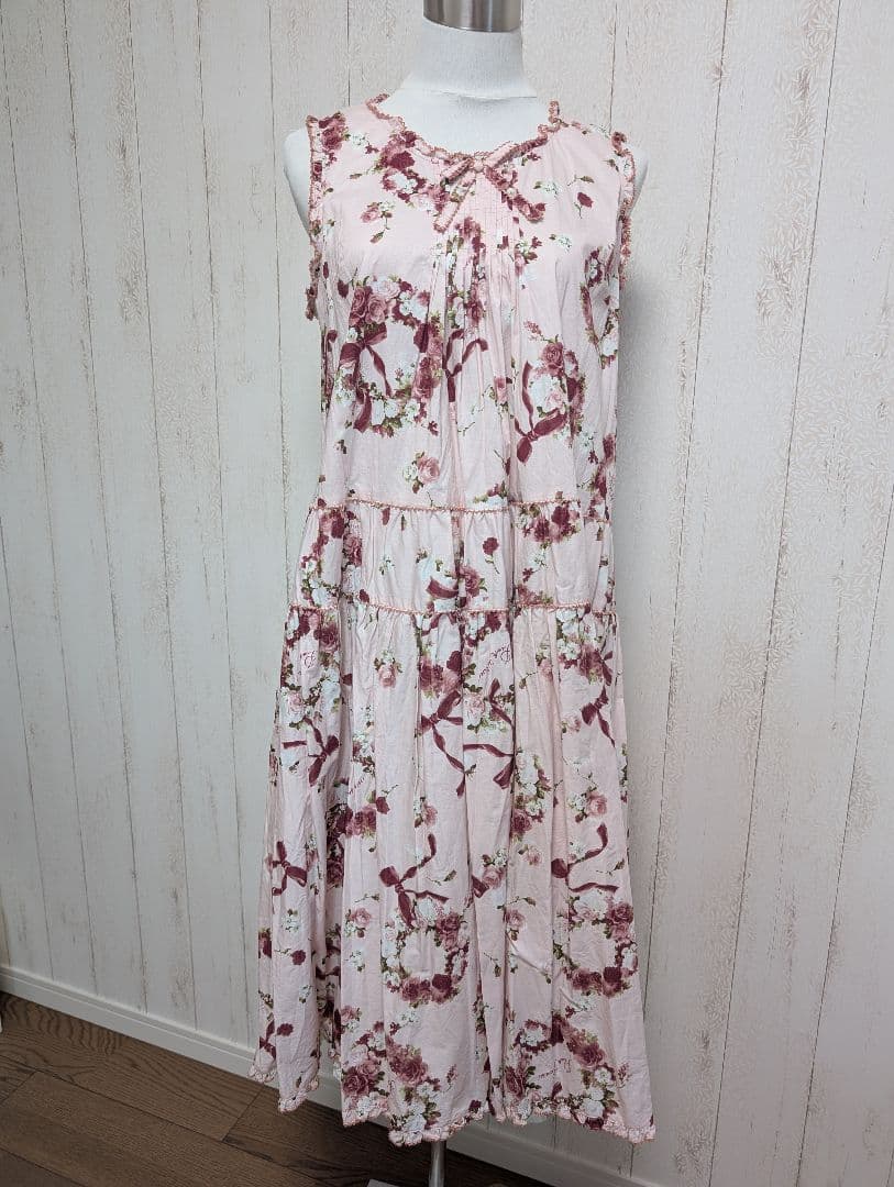 未使用品タグ付き)ピンクハウス ブーケとうさぎのミディワンピース