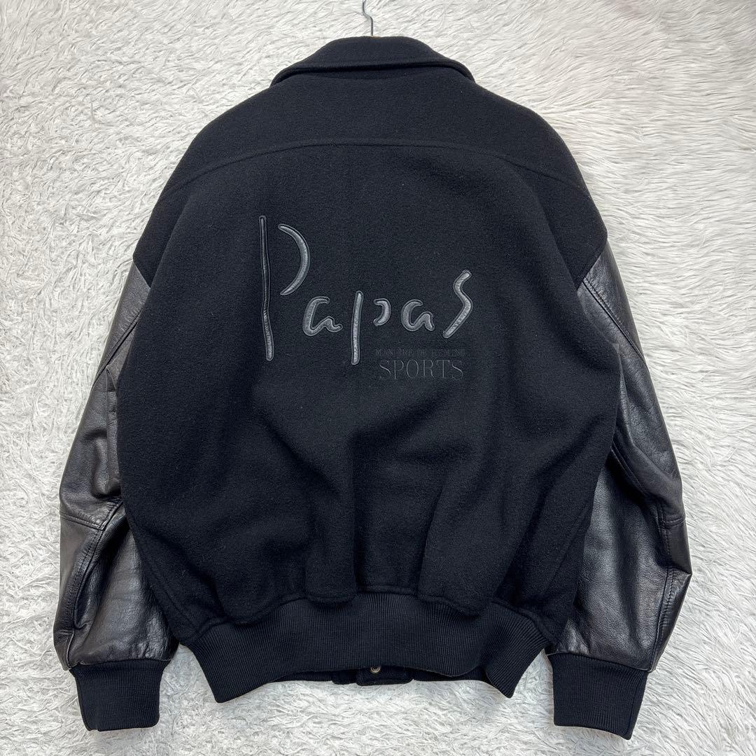 美品 PAPAS パパス スタジャン レザー切り替え バックロゴ 黒 - メルカリ