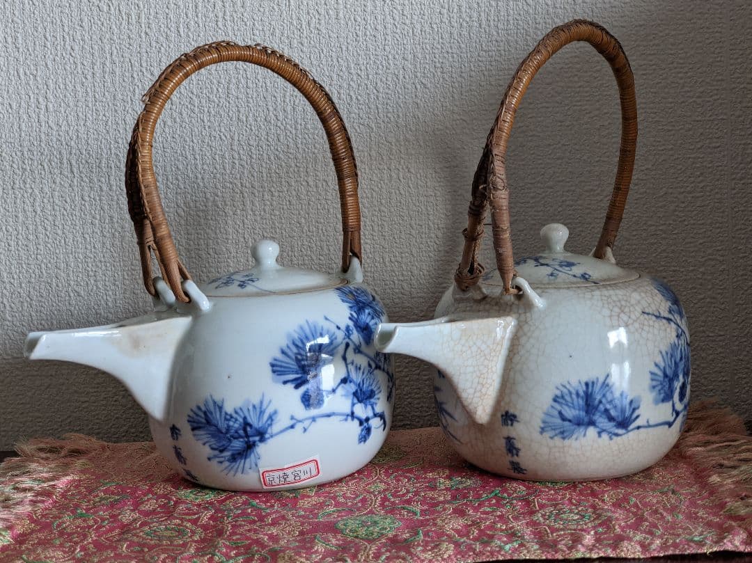 ⭐染付 松葉梅花文様 銚子1対 京焼 真葛焼 宮川香齋