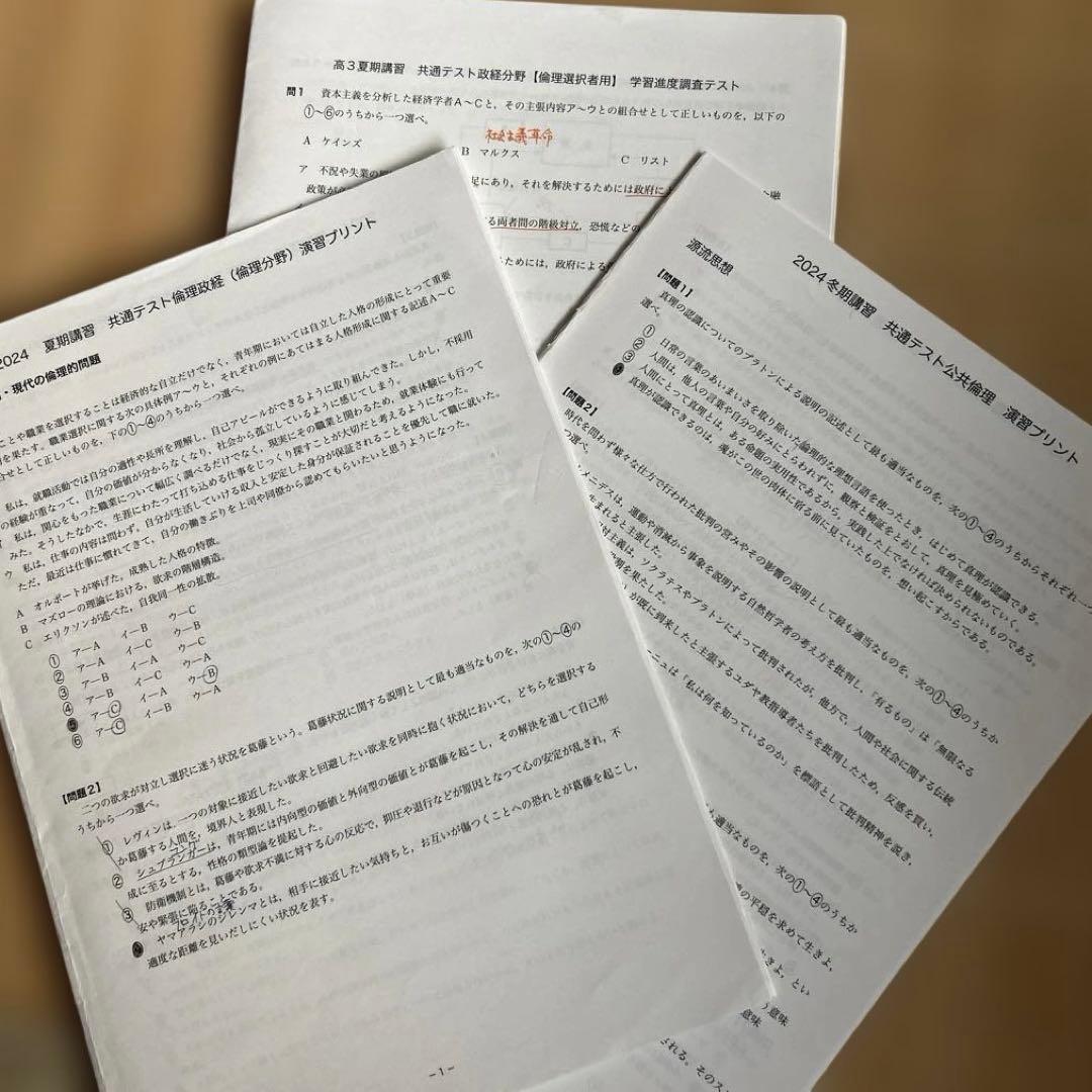 鉄緑会 共通テスト 公共倫理 夏期・冬期講習 演習プリント付 - メルカリ