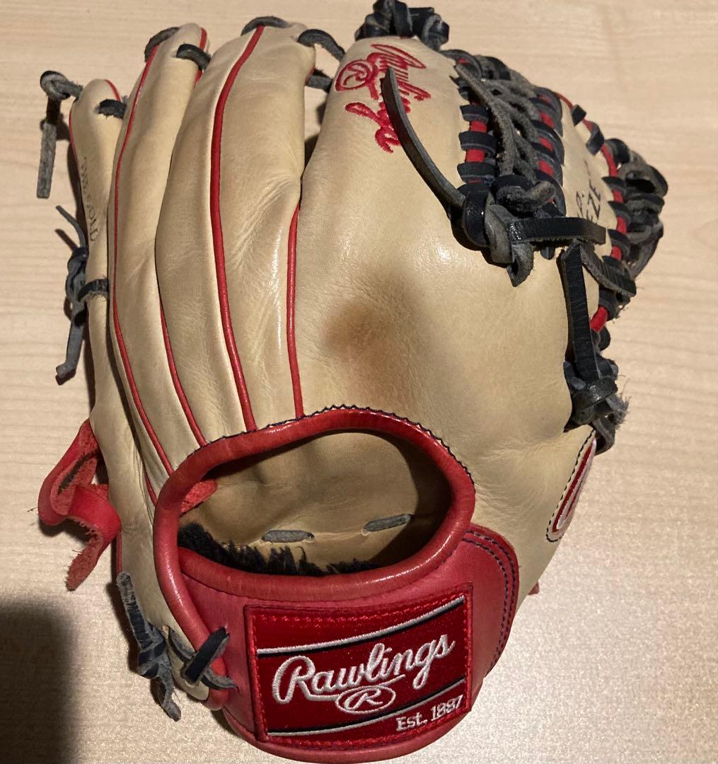 Rawlings GRXHMOS2 軟式グローブ ベージュ/赤 Rawlings 軟式グローブ レッド/ベージュ