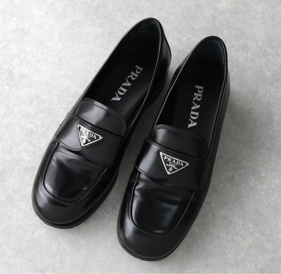 PRADA プラダ ブラック レザー ローファー 23cm 35 - メルカリ