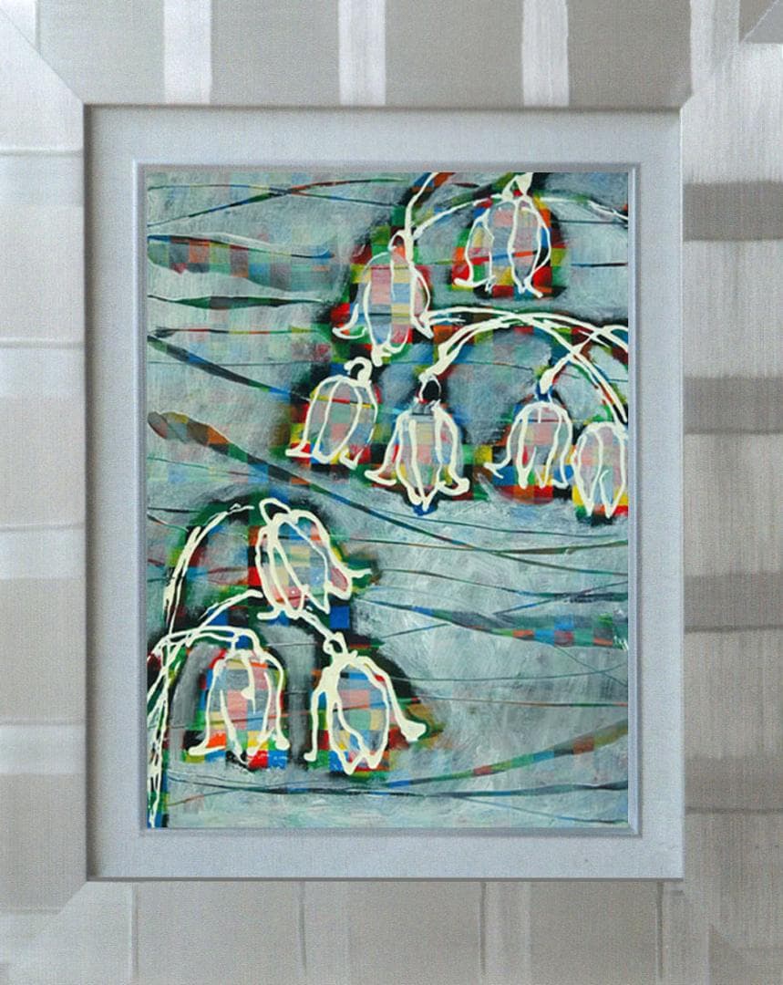 油絵 菅家令子 絵 絵画 インテリア 額付(黒) F4-090116 花すずらん