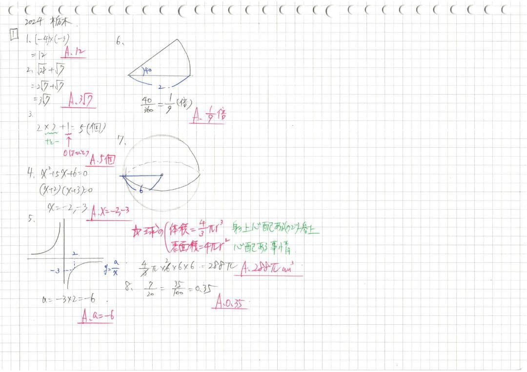 塾講師オリジナル数学解説 全問動画付 栃木 公立高校入試 2022-24 過去