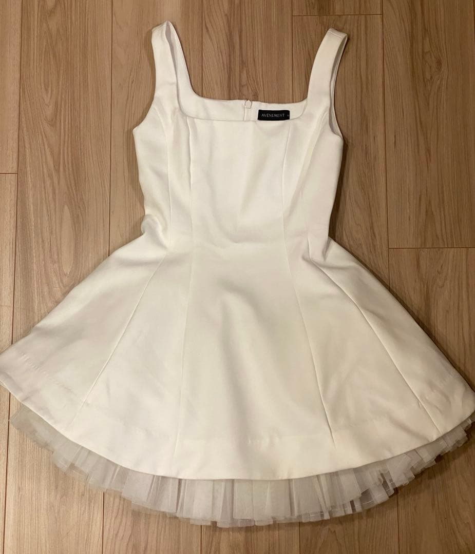 muu】ミニワンピース/ドレス/フレア/ノースリーブ/ホワイト/XS/新品