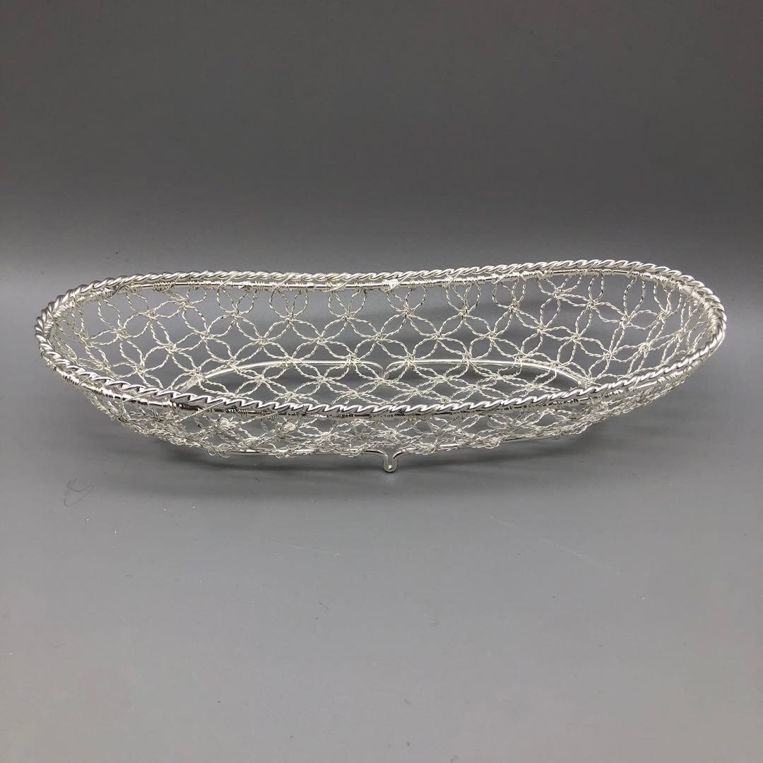 新品箱付 銀座和光WAKO銀細工おしぼりトレイかご編みシルバー銀加工5枚