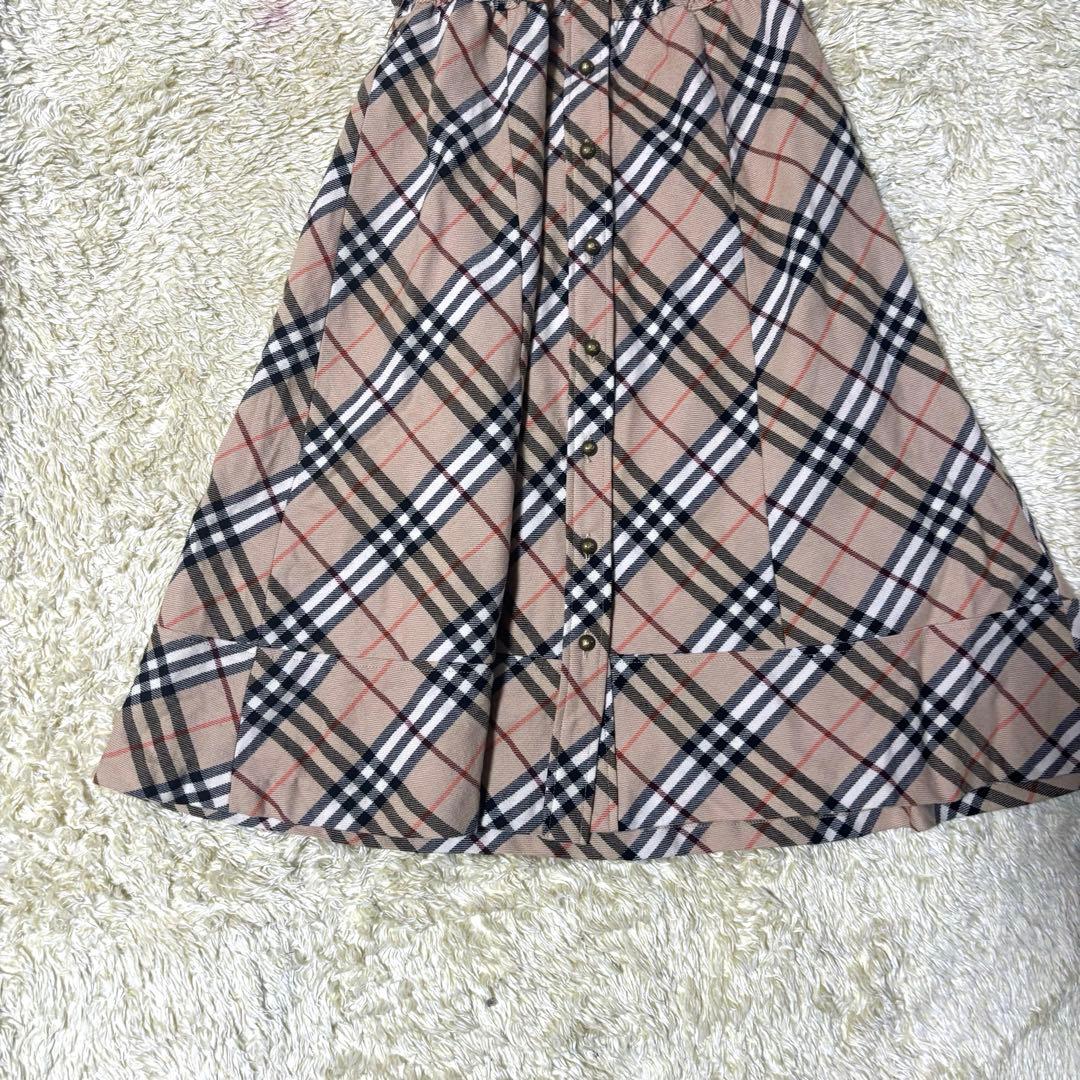 バーバリーブルーレーベル ワンピース ノバチェック ベージュ ロゴ刻印