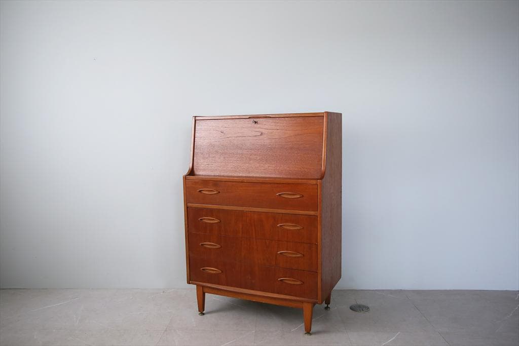 英国アンティークチーク古木ライティングビューロー/木製デスク勉強机(89-144 英国アンティークチーク古木ライティングビューロー/木製デスク勉強机