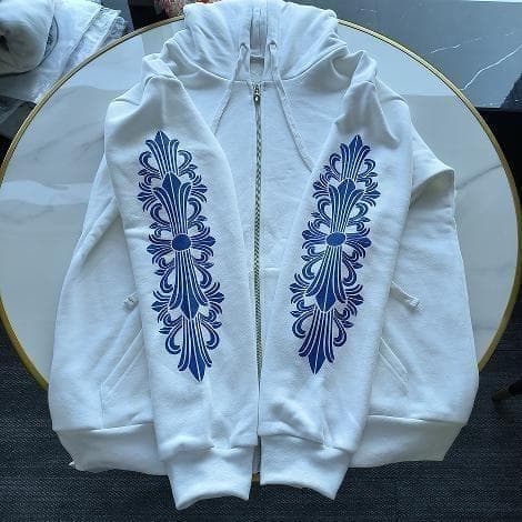 クロムハーツ×ローリングストーンズ ジップパーカー 白×青 - メルカリ