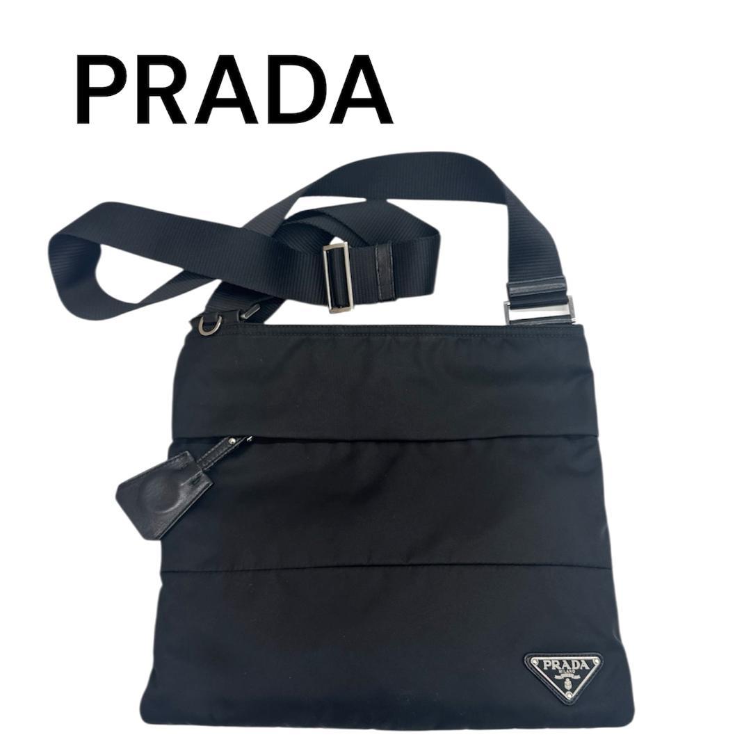 ☆極美品☆PRADA プラダ ショルダーバッグ ナイロン 三角ロゴ ブラック