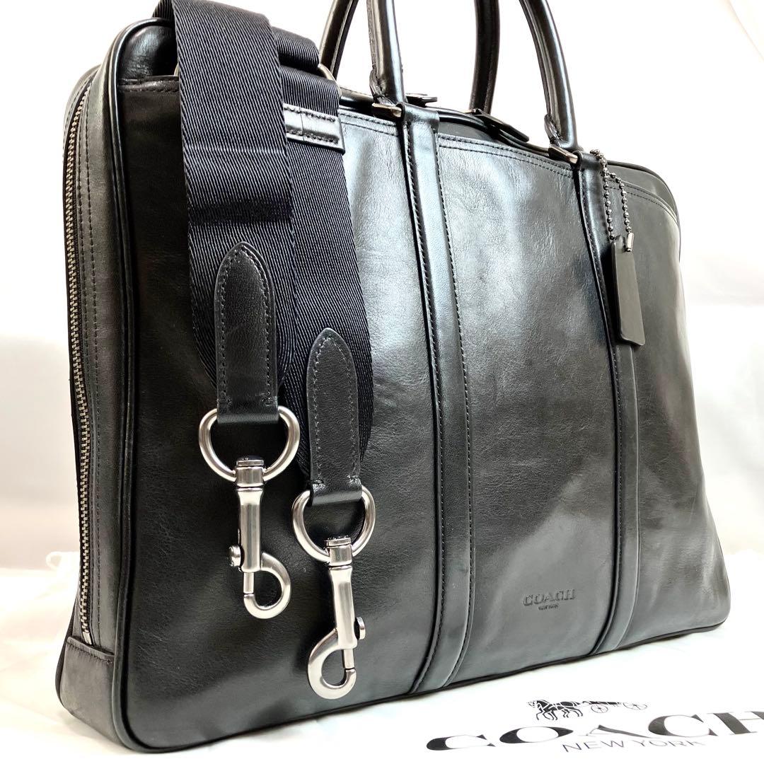 【極美品】コーチ メトロポリタン ブリーフケース 2way ロゴ ブラック COACH（コーチ） ビジネスバッグ メトロポリタン ワークバッグ メンズ