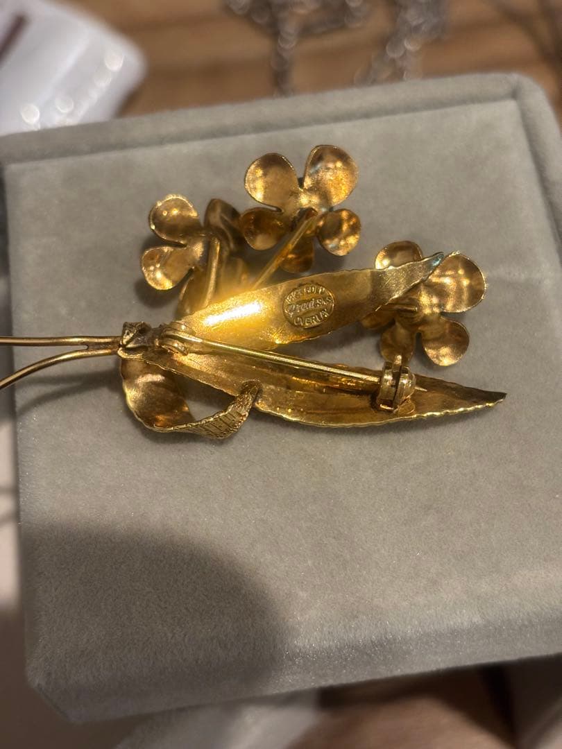 18k GOLD Overly ブローチUSAヴィンテージ