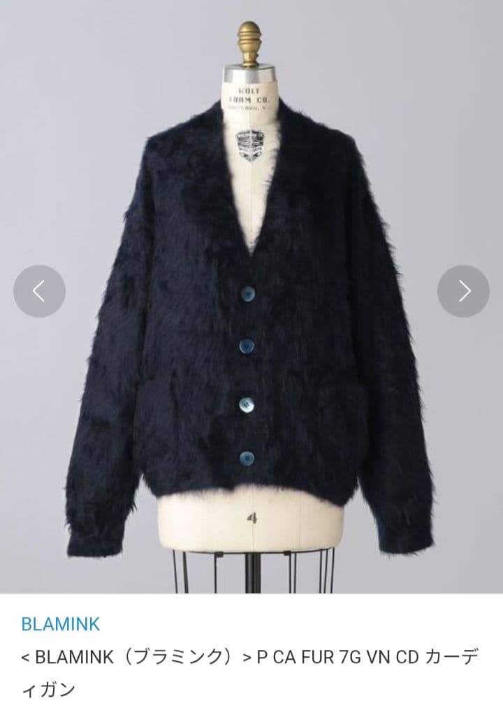 BLAMINK ブラミンク カシミアファーカーデガン ネイビー サイズ38
