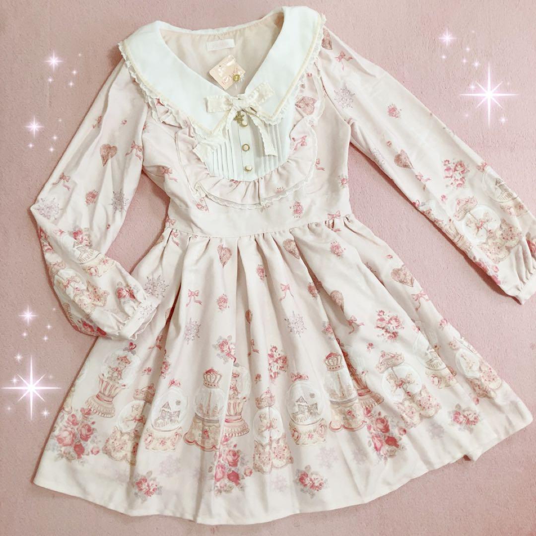 ☆LIZ LISAリズリサ☆フリル＆襟付き☆スノードーム柄ワンピース☆新品