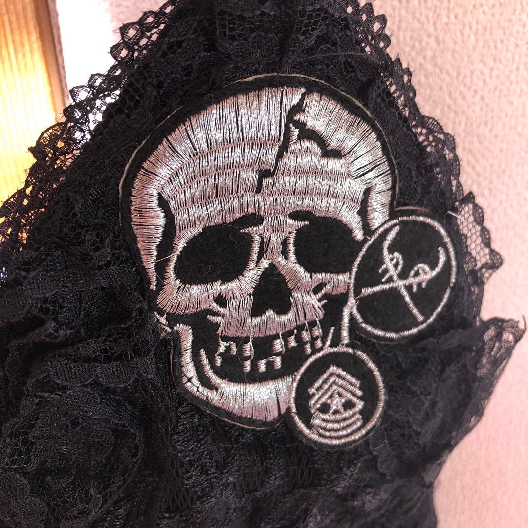 tutuHA♡激レア♡スカルワッペンワンピース♡総レース♡黒♡平成ギャル
