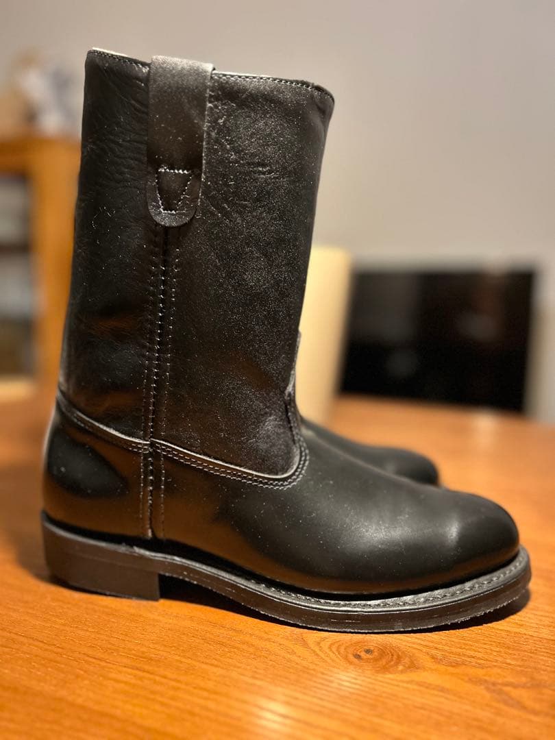DOUBLE-H 7.5D（26センチ位）ブラックレザーブーツ•アメリカ製•新同