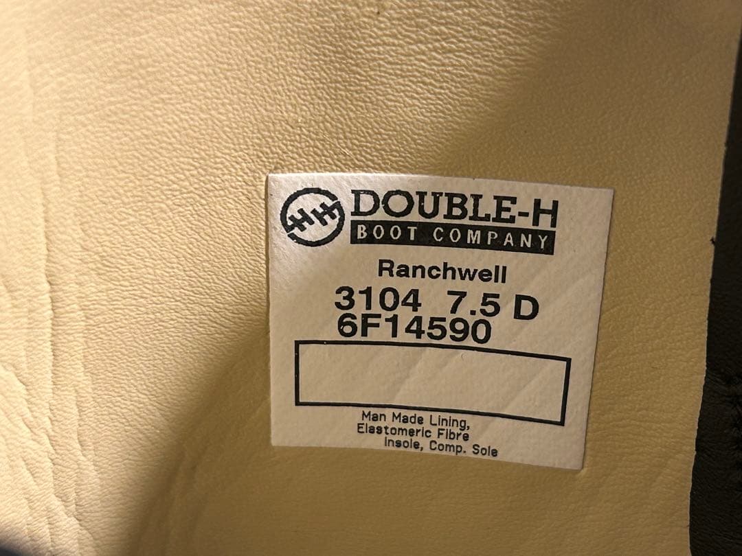 DOUBLE-H 7.5D（26センチ位）ブラックレザーブーツ•アメリカ製•新同