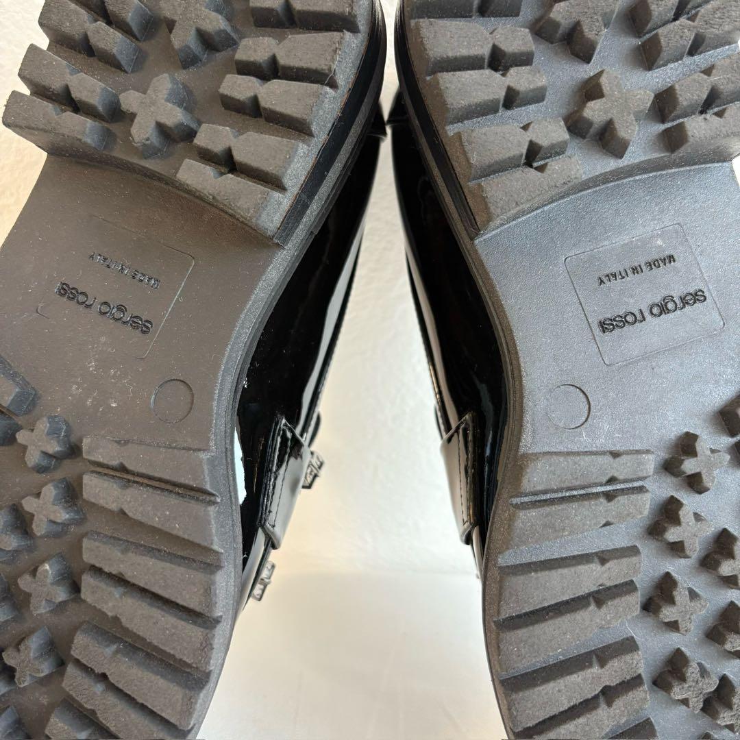 ⑤ 中古美品Sergio Rossi クリスタルバックル ブラック 22.5cm