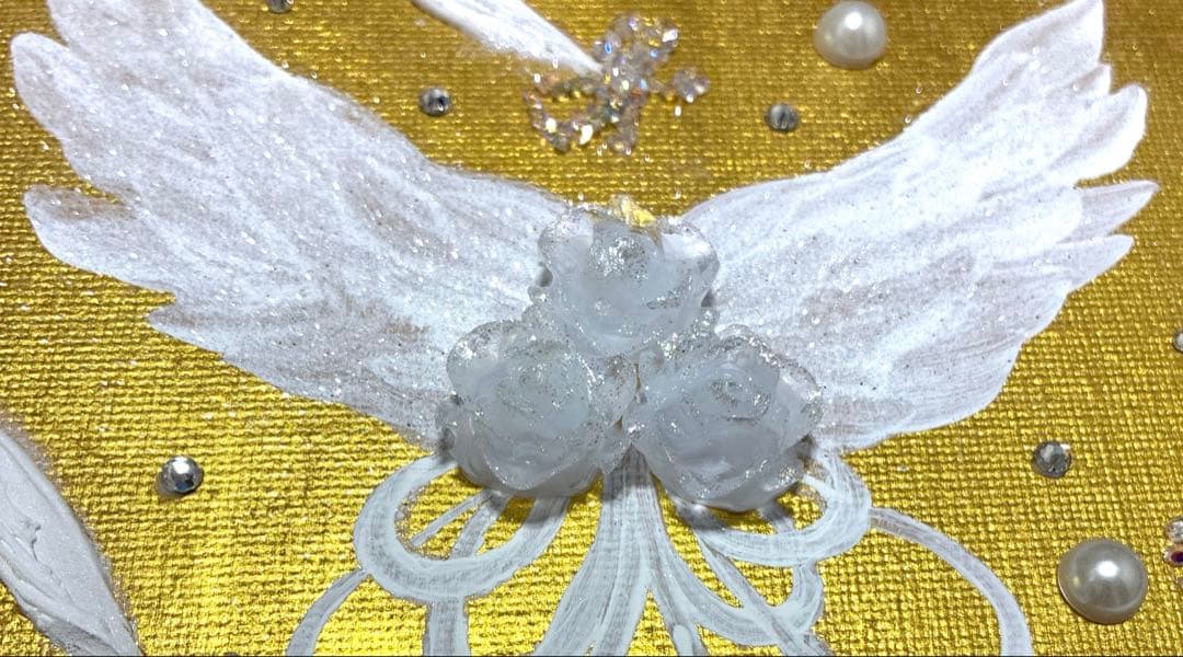 開運絵画　天使の羽根　ソウルメイト　縁結び　恋愛運　ダイヤモンド　薔薇