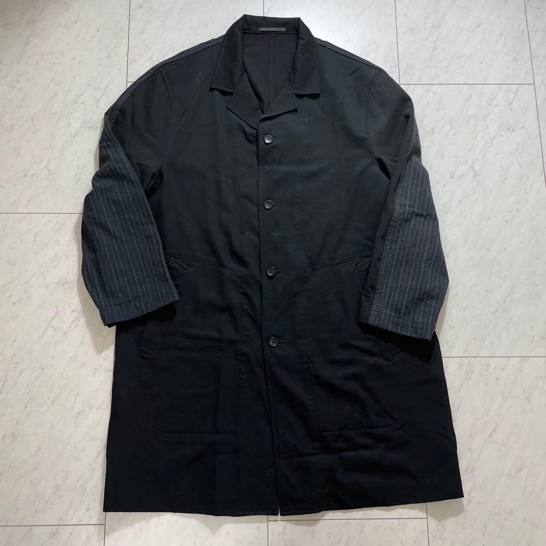 コムデギャルソンオムプリュス ロングコート 異素材切り替え AD1992 M 黒