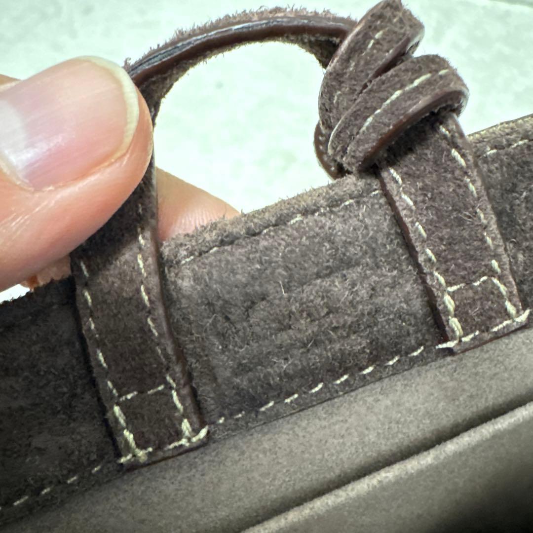 89 美品 アカーテ ACATE ブラウン スエード ハンドバッグ メンズ