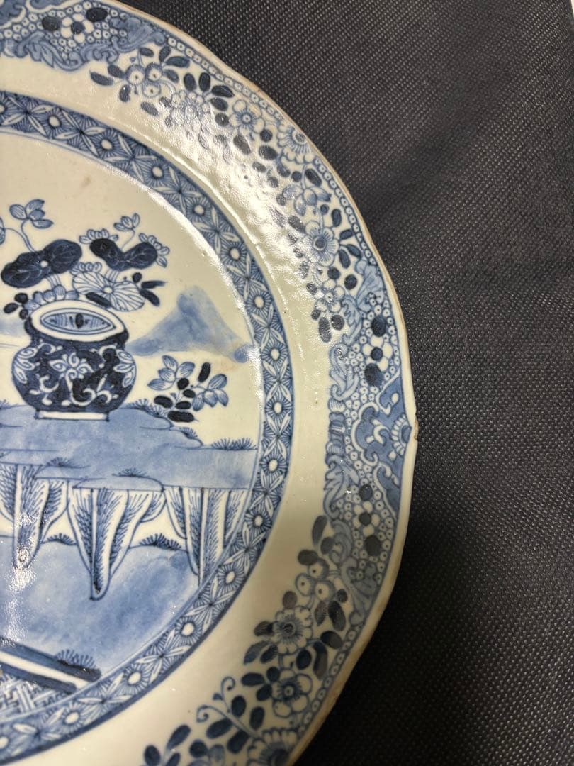 中国古美術 清の乾隆時代 青花 山水風景 大皿25cm 染付の通販はau PAY