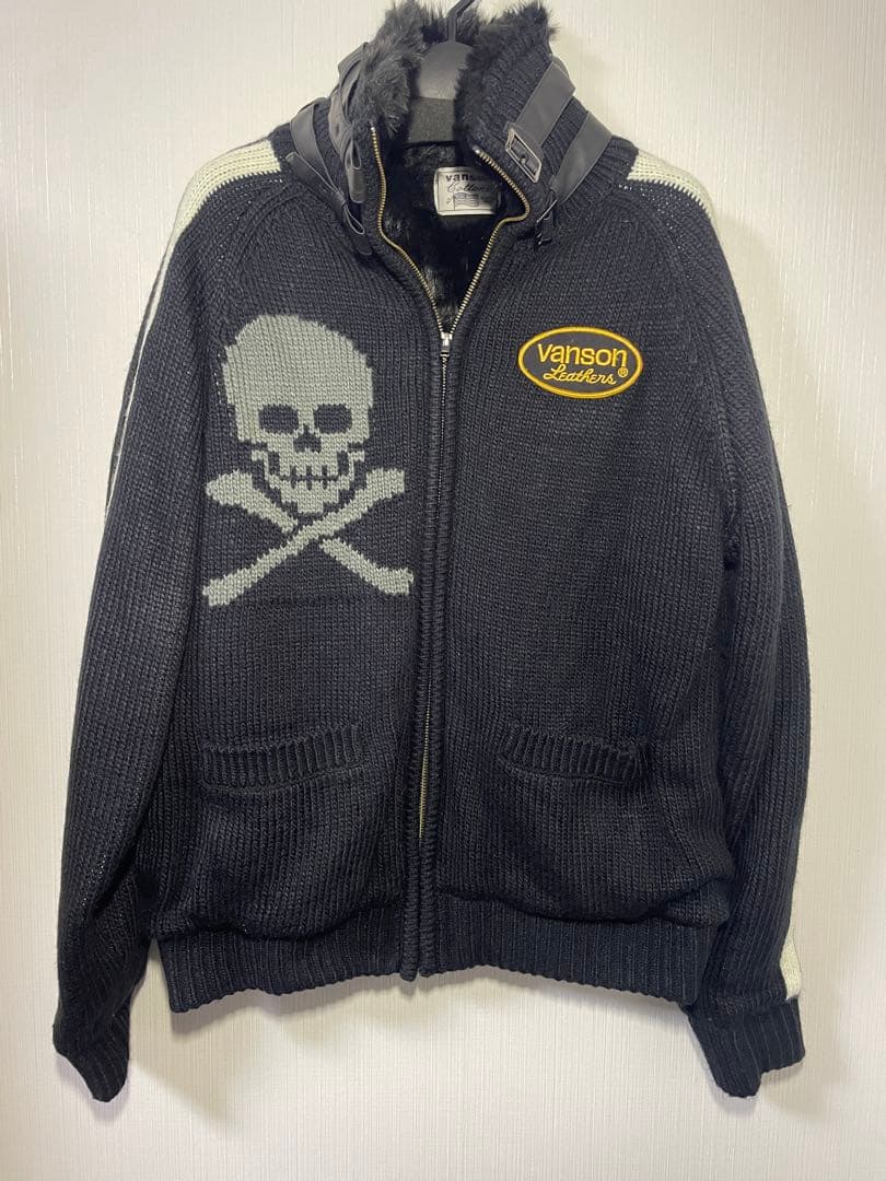 VANSON スカルデザイン ニットジャケット ニットアウター