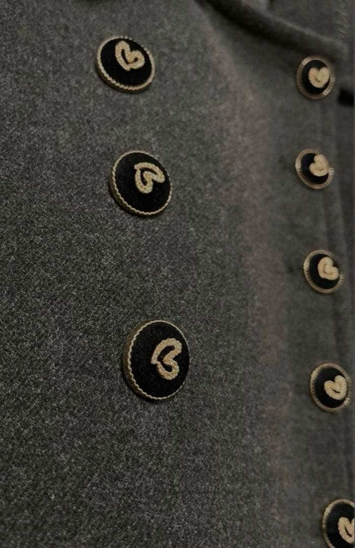 bibiy.olivia coat ビビィ オリビアコート ハートボタン グレー - メルカリ