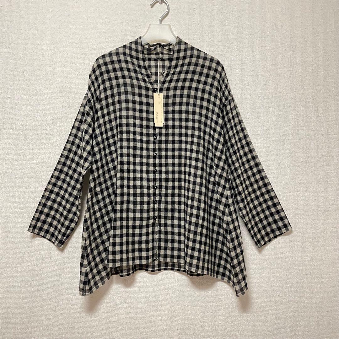 Jurgen Lehl ババグーリ チェック Aラインチュニックシャツ Jurgen Lehl ババグーリ チェック Aラインチュニックシャツ - トップス